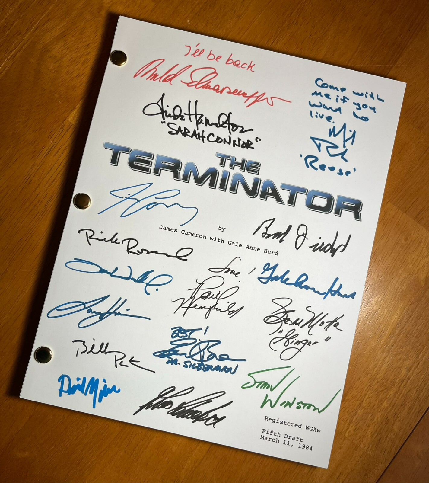 The Terminator Script Signed- Autograph Reprints- 111 pgs- Arnold Schwarzenegger