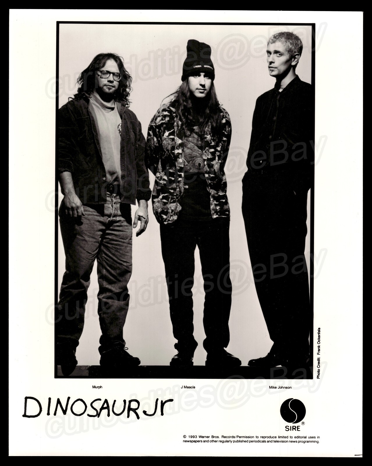 Vintage DINOSAUR JR Original Promotional Press Photo Label Promo Sire Records