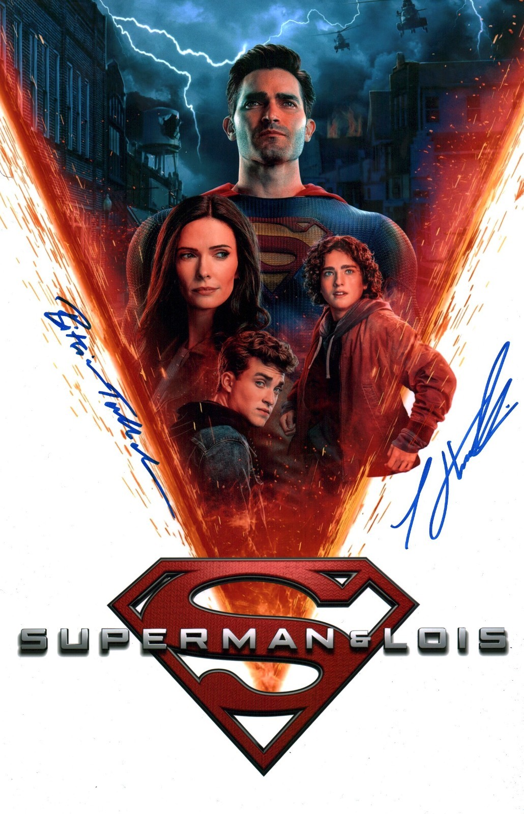 Superman and Lois 11×17 Cast x2 Hoechlin, Tulloch Signed Photo Poster JSA Cert