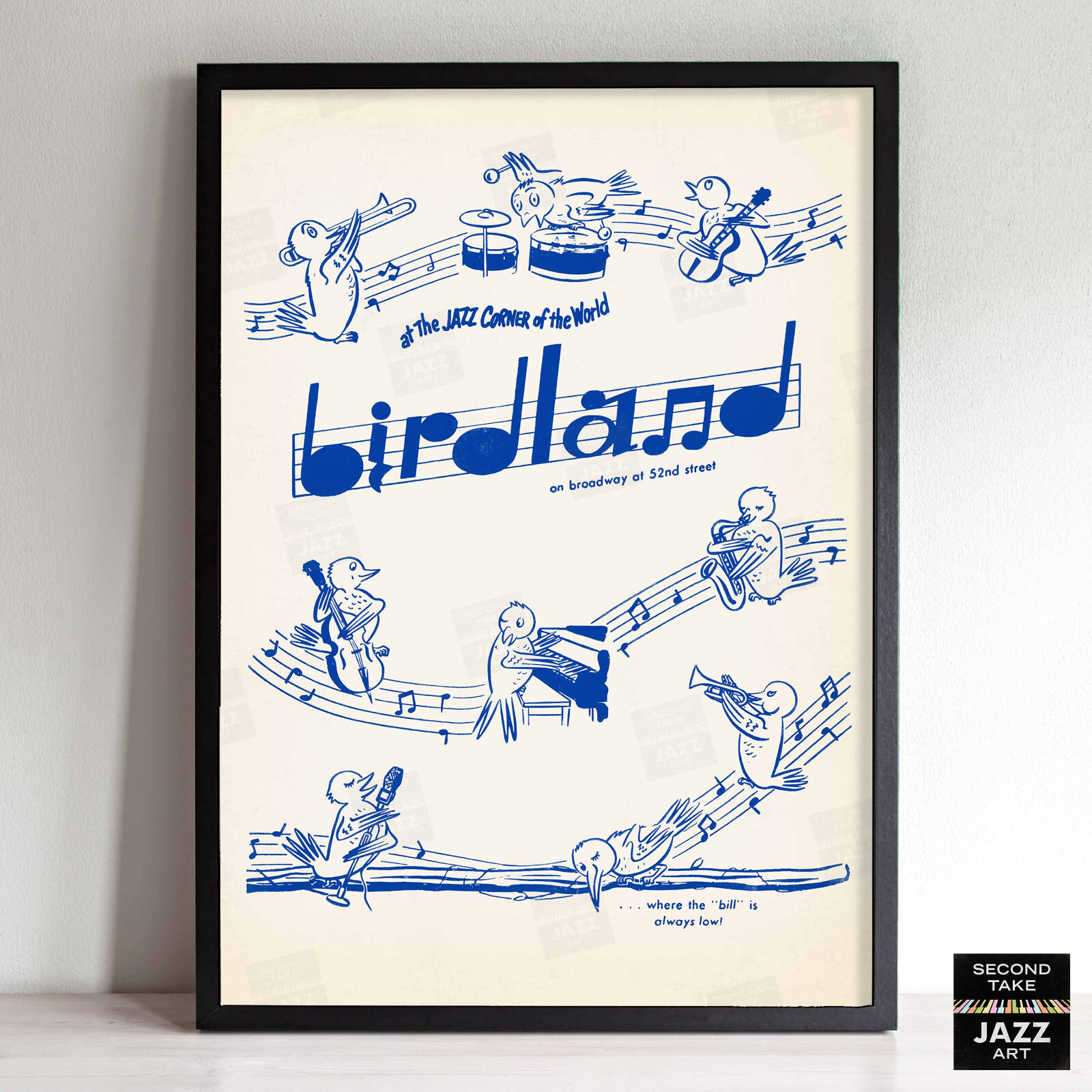 Birdland jazz poster – 52nd St – New York – 1950s (blue variant)