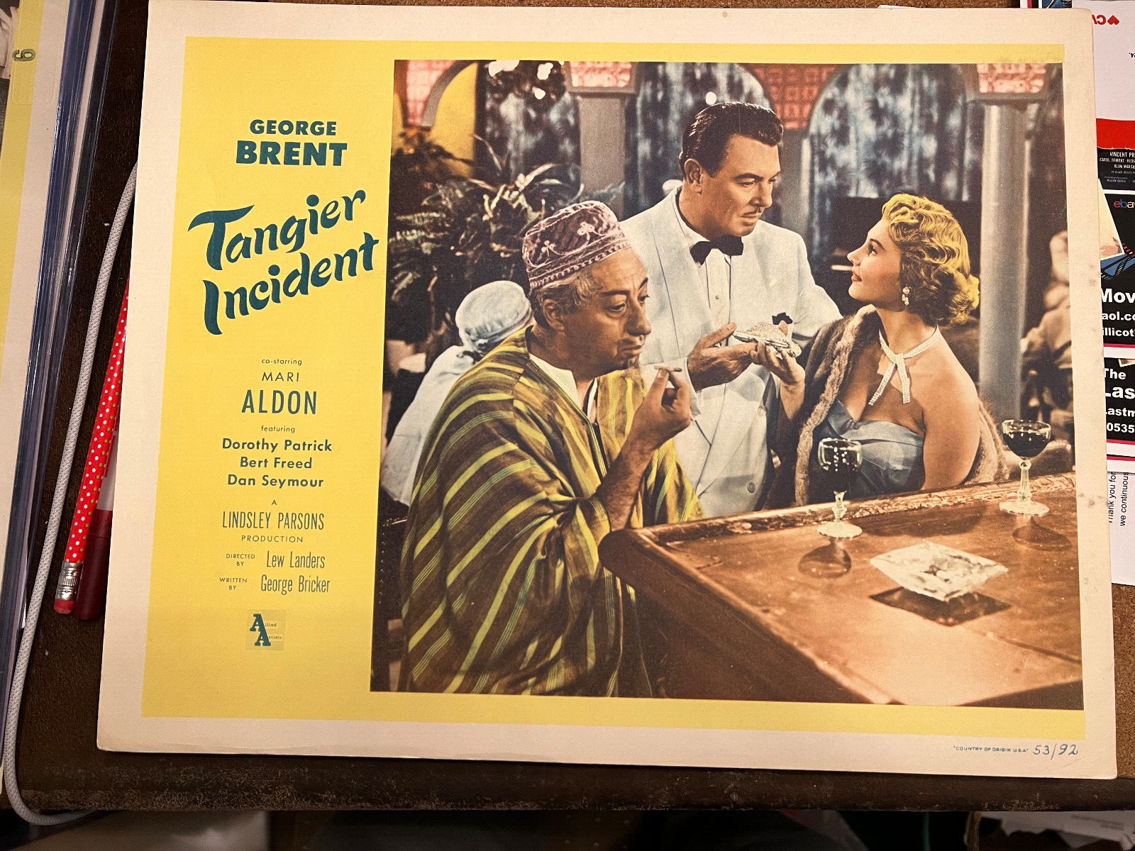 Tangier Incident 1953 Allied Artists 11×14″ lobby card George Brent Mari Aldon