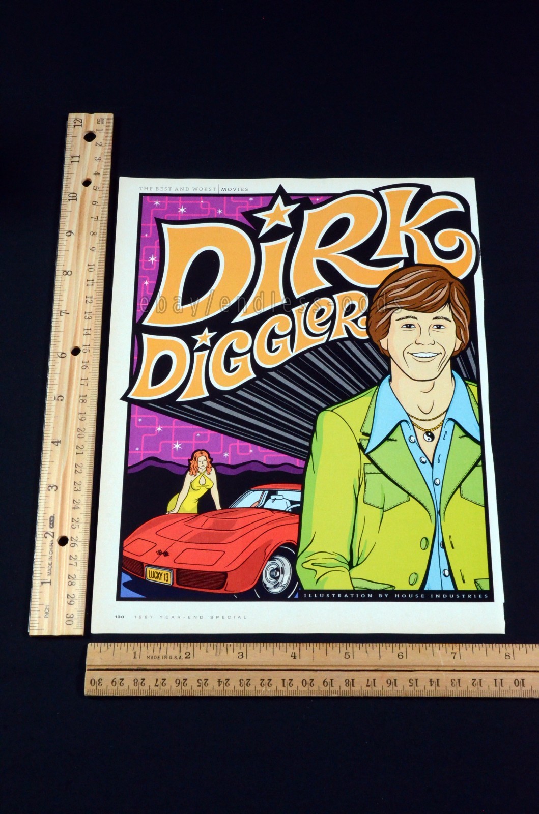 1997 Boogie Nights Illustration Magazine Page Print Ad Poster 90s 1990s Vintage