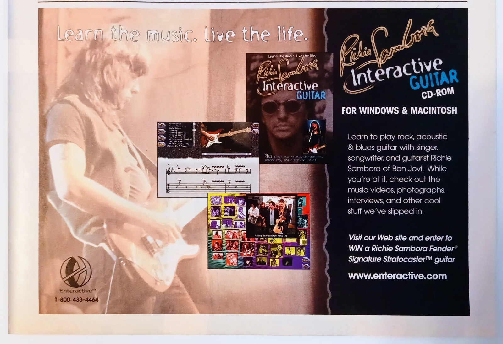 BON JOVI~RICHIE SAMBORA~INTERACTIVE GUITAR CD ROM~1997 AD ADVERT POSTER PINUP