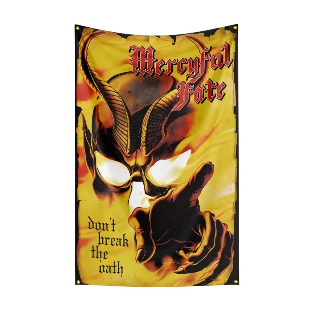 Mercyful Fate Banner Tapestry Flag King Diamond Heavy Metal Fabric 3ft X 2ft.