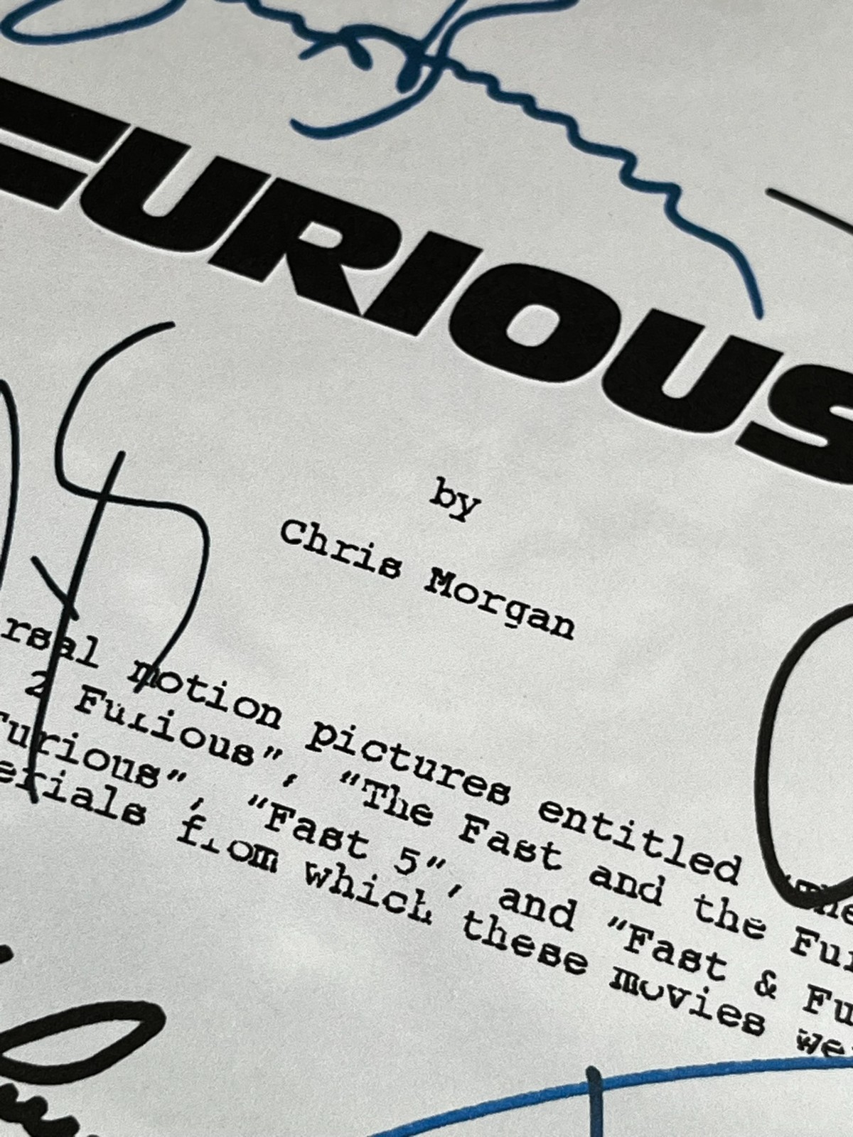 Furious 7 Script Signed- Autograph Reprints- 135 Pages- Fast and Furious 7