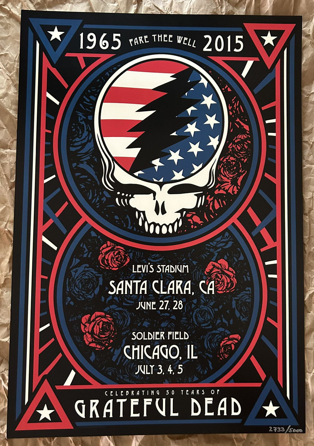 Grateful Dead Poster Numbered 2015 Fare Thee Well Print Not Jerry Garcia
