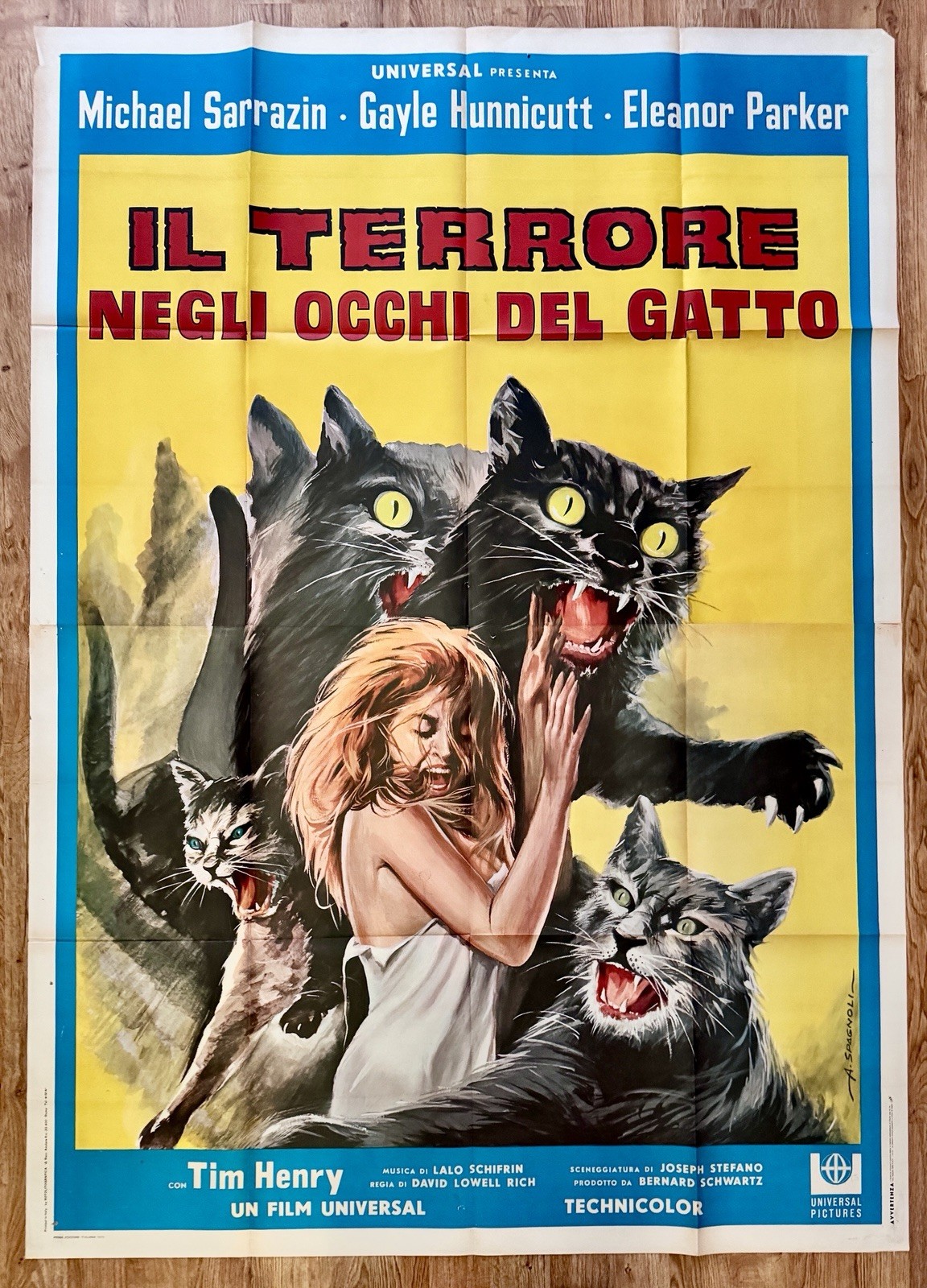 EYE OF THE CAT 1969 Italian 4sh Horror Movie Poster Eleanor Parker 55×78”