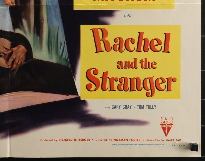 RACHEL AND THE STRANGER POSTER 1948 ROBERT MITCHUM LORETTA YOUNG