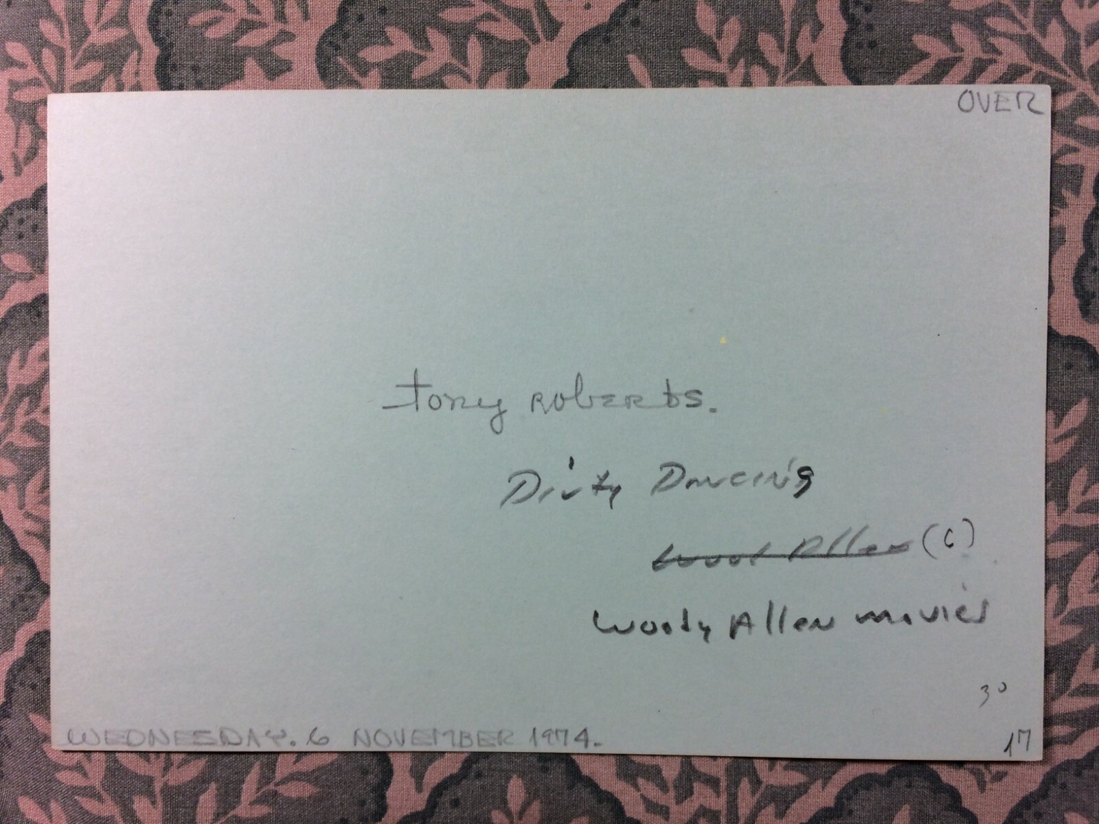 Tony Roberts – Dirty Dancing – The Woody Allen Special- Zelig- Autographed 1974