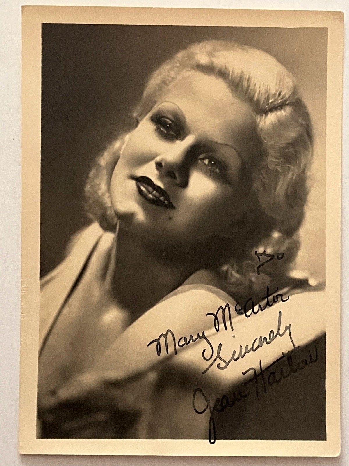1933 Jean Harlow Movie Actress Original Signature On 5 X 7 Photo.