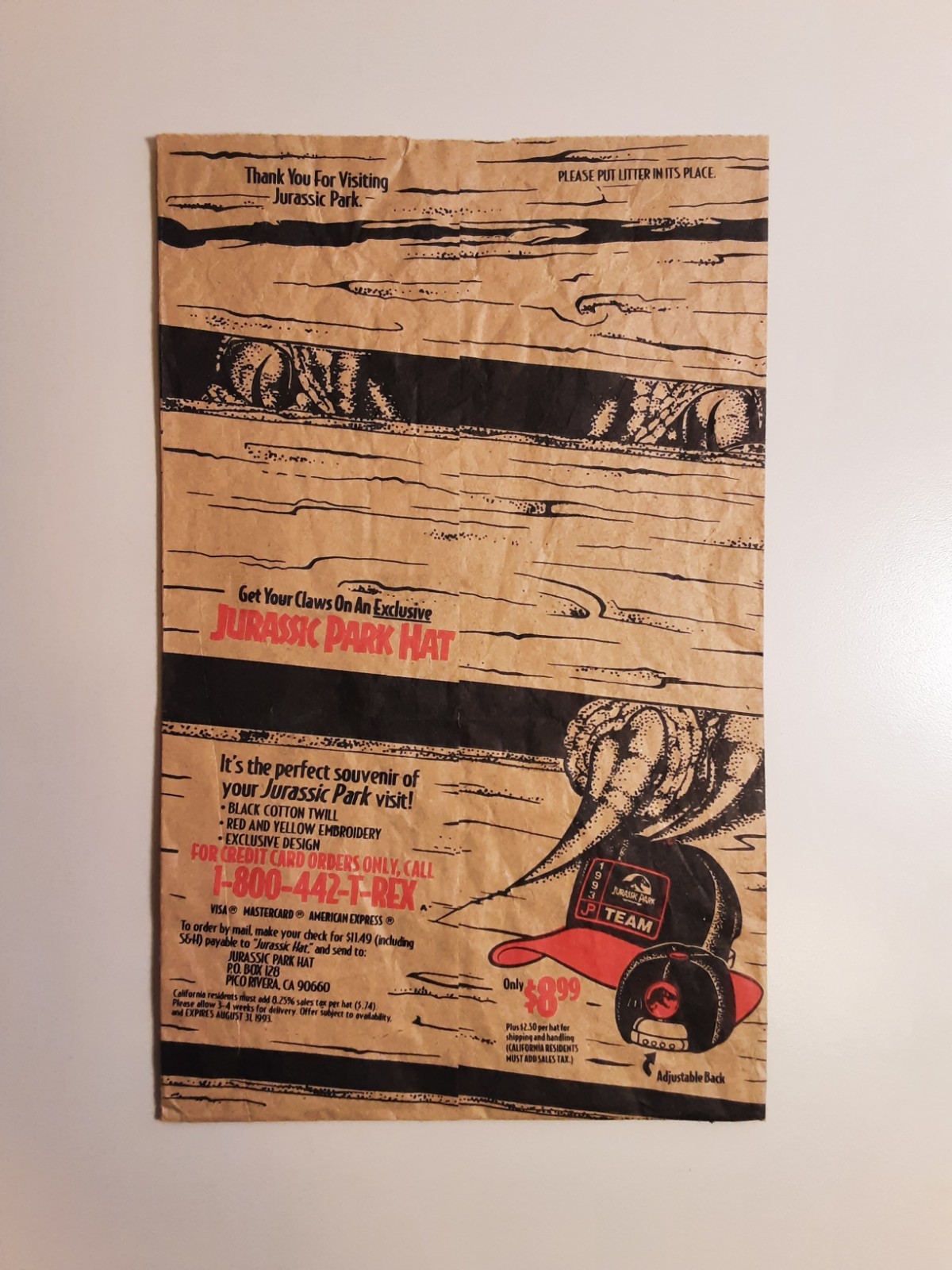Jurassic Park / McDonalds promo bag 1993