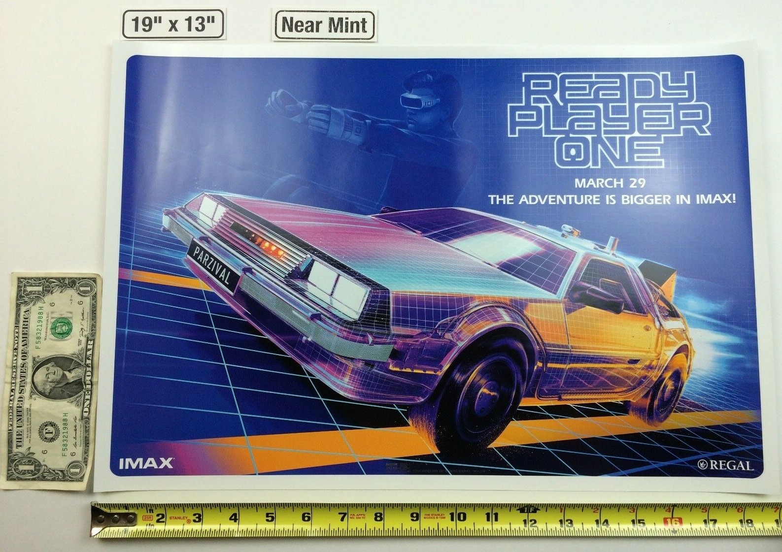 Ready Player One Delorean 19 x 13 Poster Regal Art Print IMAX 2018
