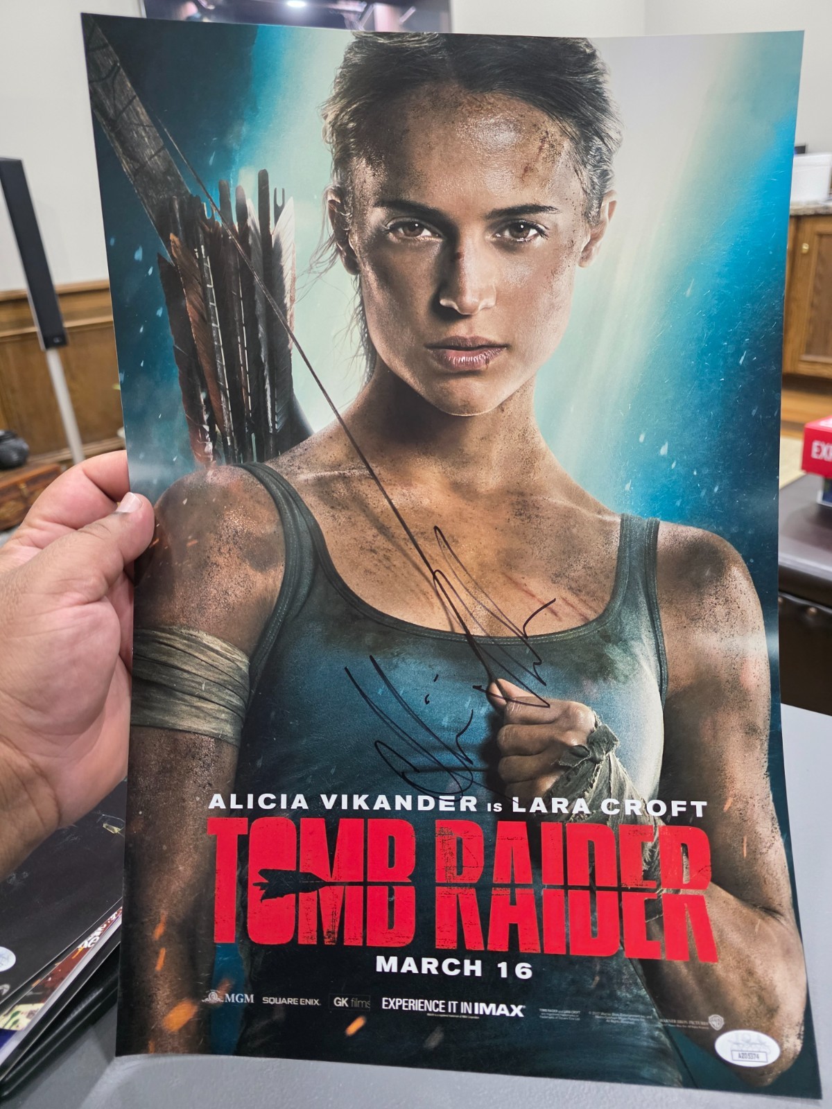 Alicia Vikander Signed 12×18 tomb raider coa jsa
