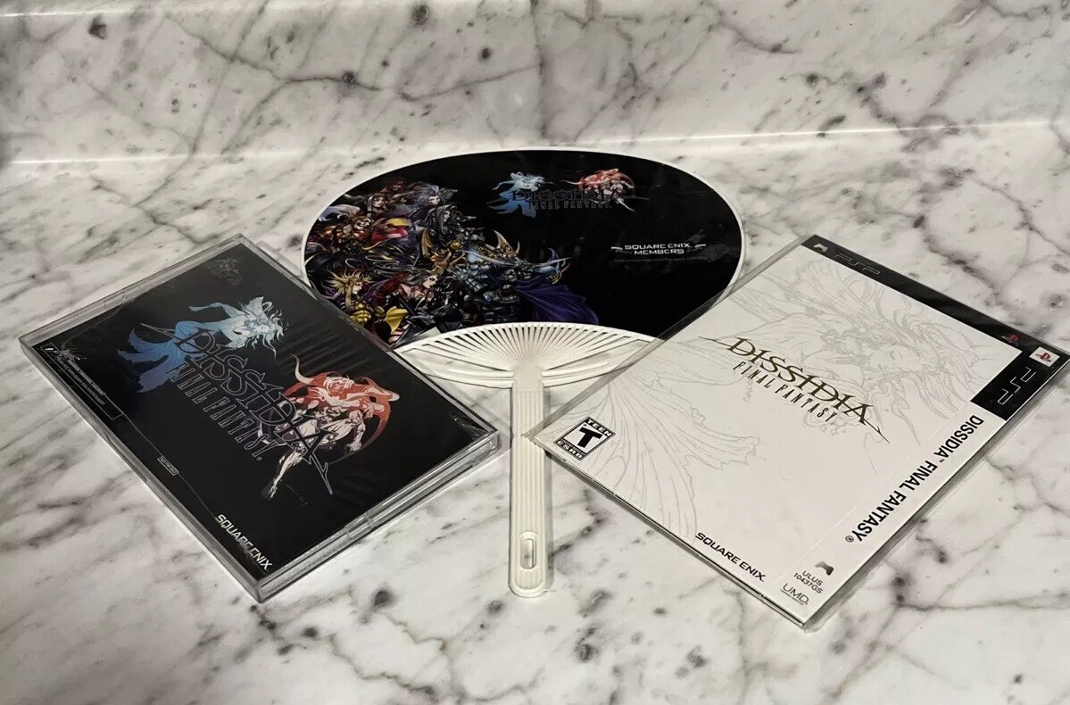 Final Fantasy Dissidia Promo Collector’s Desk Calendar Slip Cover And Fan PSP