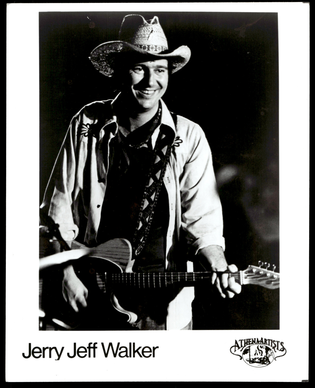 Jerry Jeff Walker Athenartists Publicity Photo Black & White Music Memorabilia