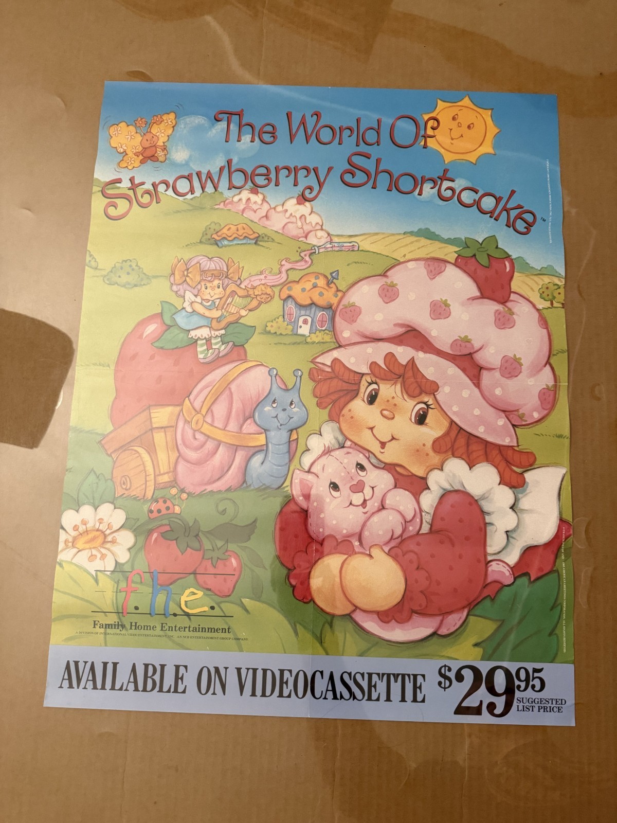 Original 1980 Promo Movie Poster The World Of Strawberry Shortcake 18 X 23.5 VHS