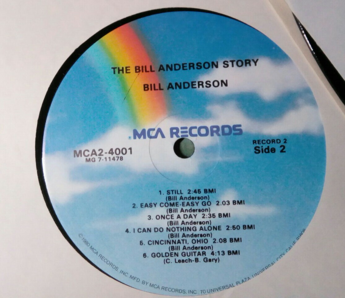 BILL ANDERSON STORY DOUBLE RECORD INSCIBED SIGNED AUTOGRAPHED LP ALBUM COUNTRY