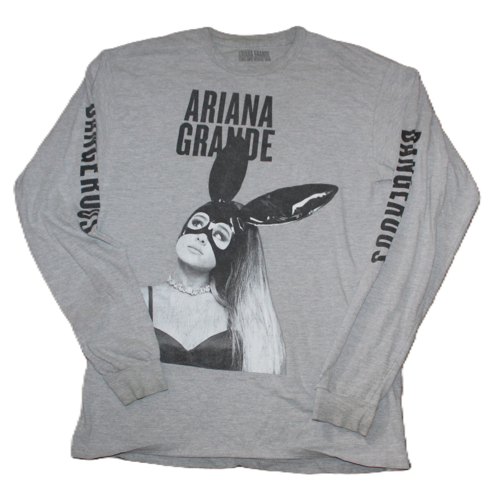 Ariana Grande Dangerous Woman Tour Long Sleeve T-Shirt Gray Medium Official
