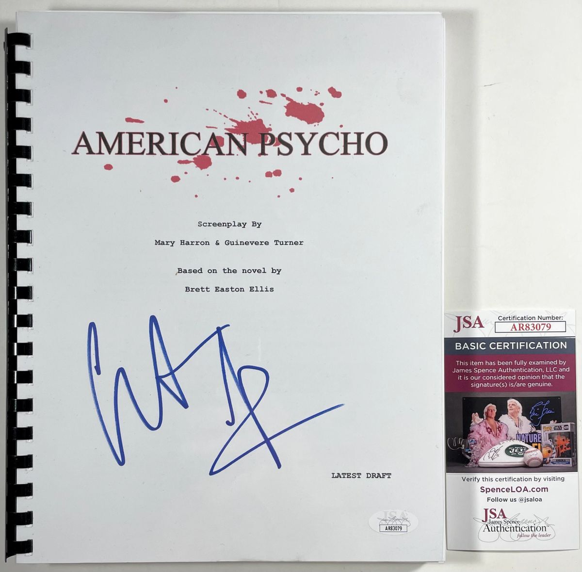 Christian Bale Signed American Psycho Complete Movie Script B Autograph JSA COA