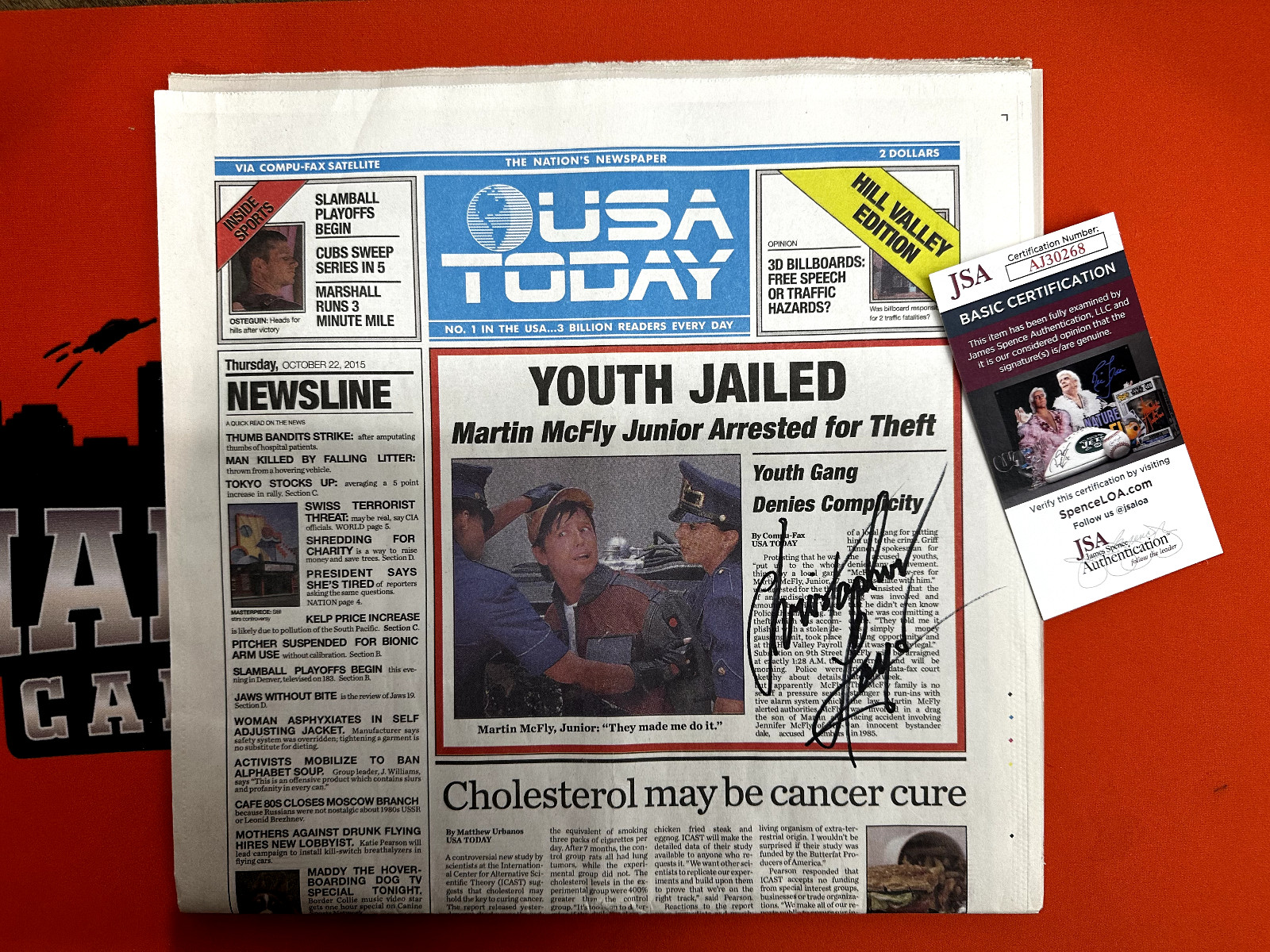 Back to the Future USA Today Autograph by Christopher Lloyd JSA Authenticated