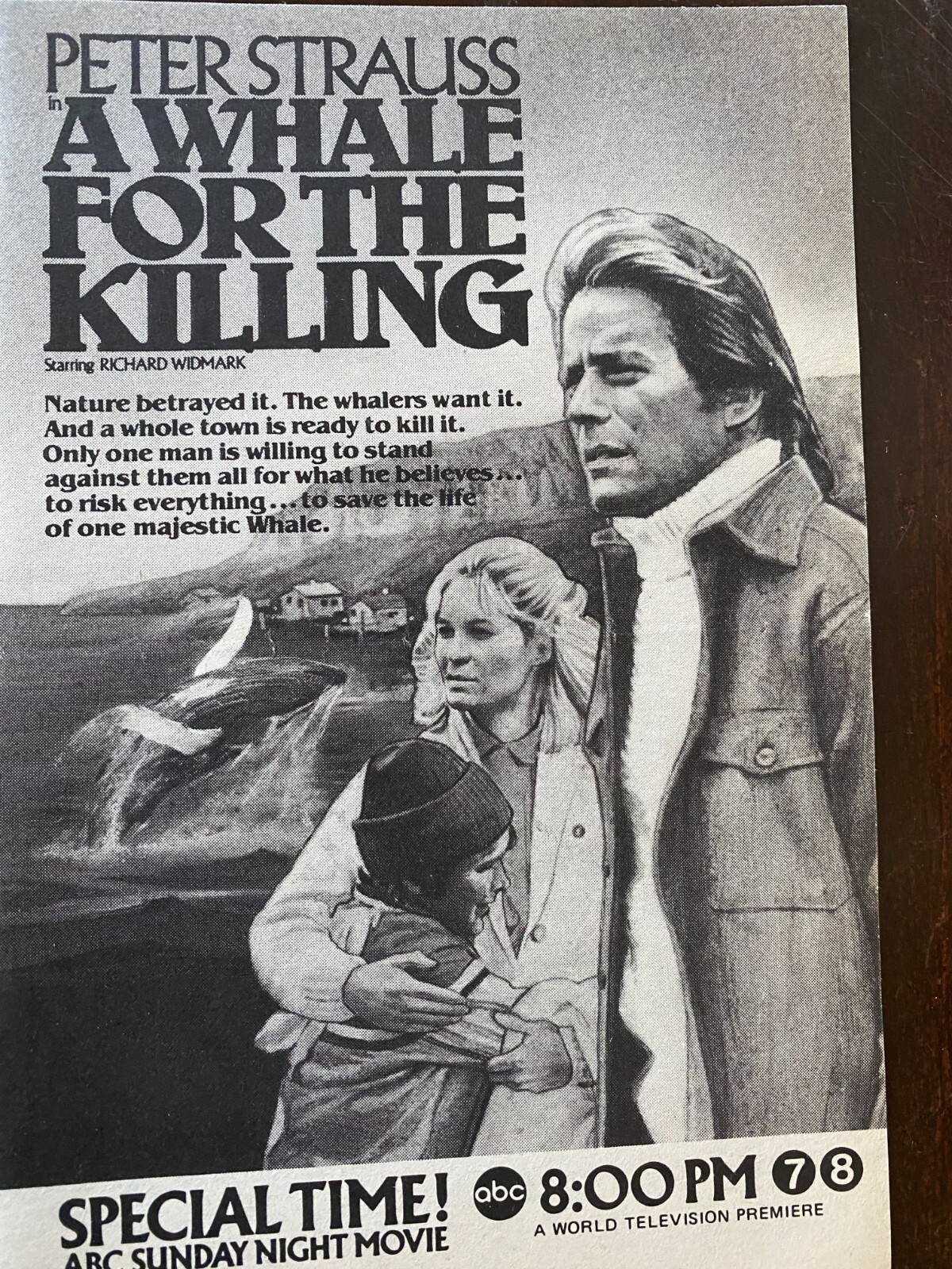 A Whale for the Killing, Peter Strauss, Vintage TV Guide Ad