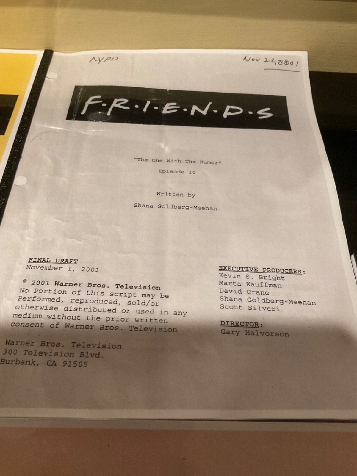 Classic Script Set FRIENDS *4 Thanksgiving episodes + 1 all-time favorite*
