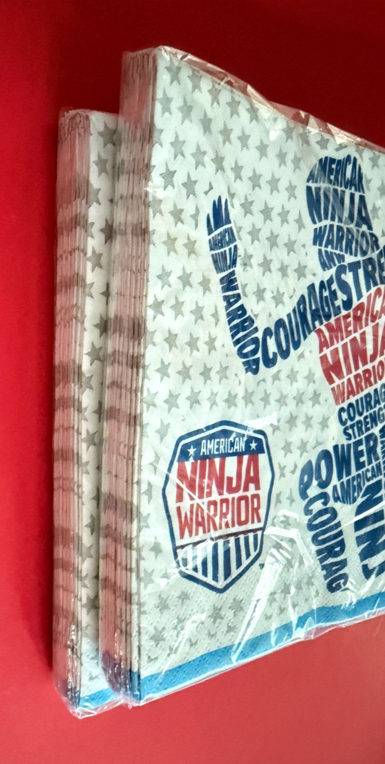 2 packs AMERICAN NINJA WARRIOR Napkins ~ Sealed NEW ~ 2017 ~ 32 ct. Total 2 Ply