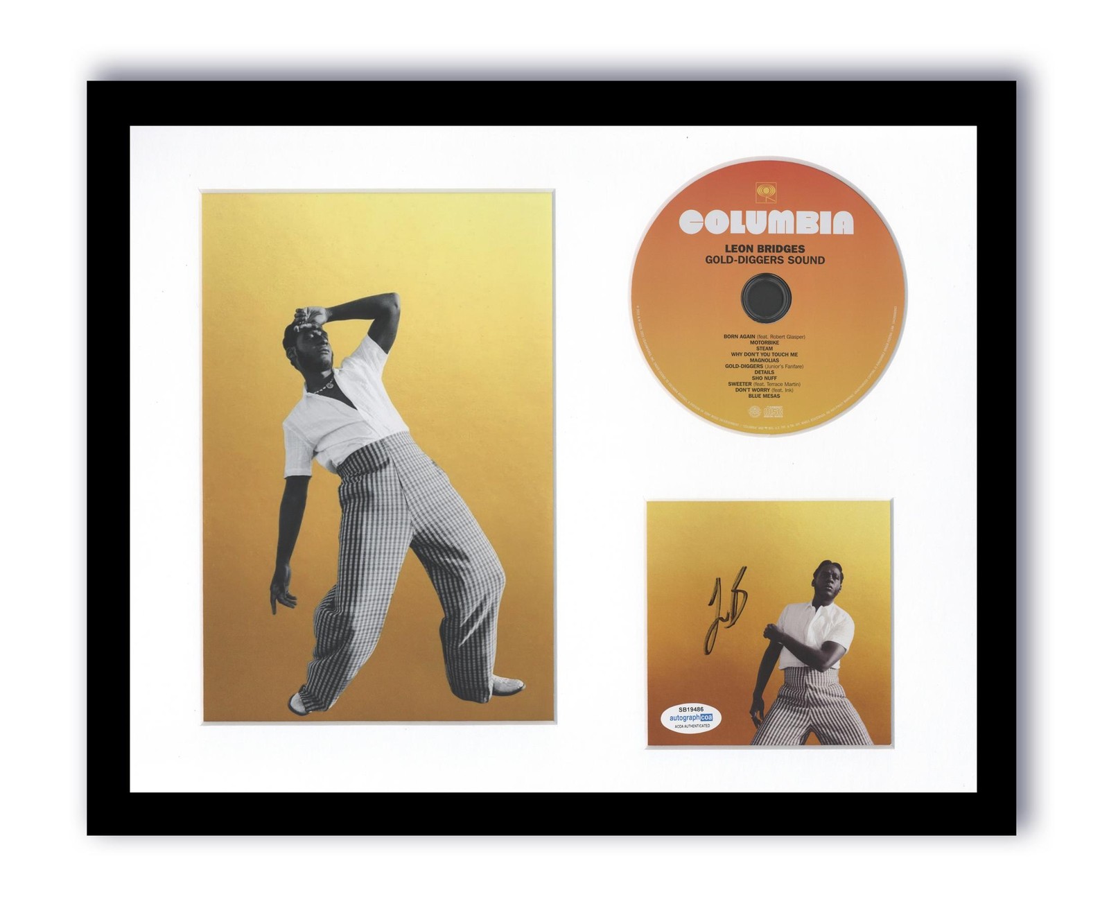 Leon Bridges Gold-Diggers Sound Autographed 11×14 Framed CD Photo ACOA