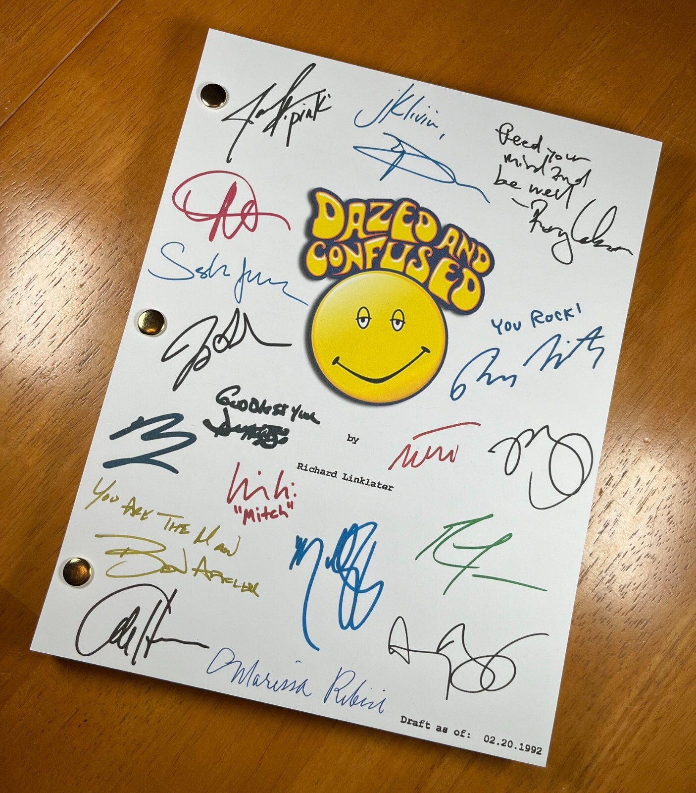 Dazed and Confused Script Signed- Autograph Reprints- 118 Pages