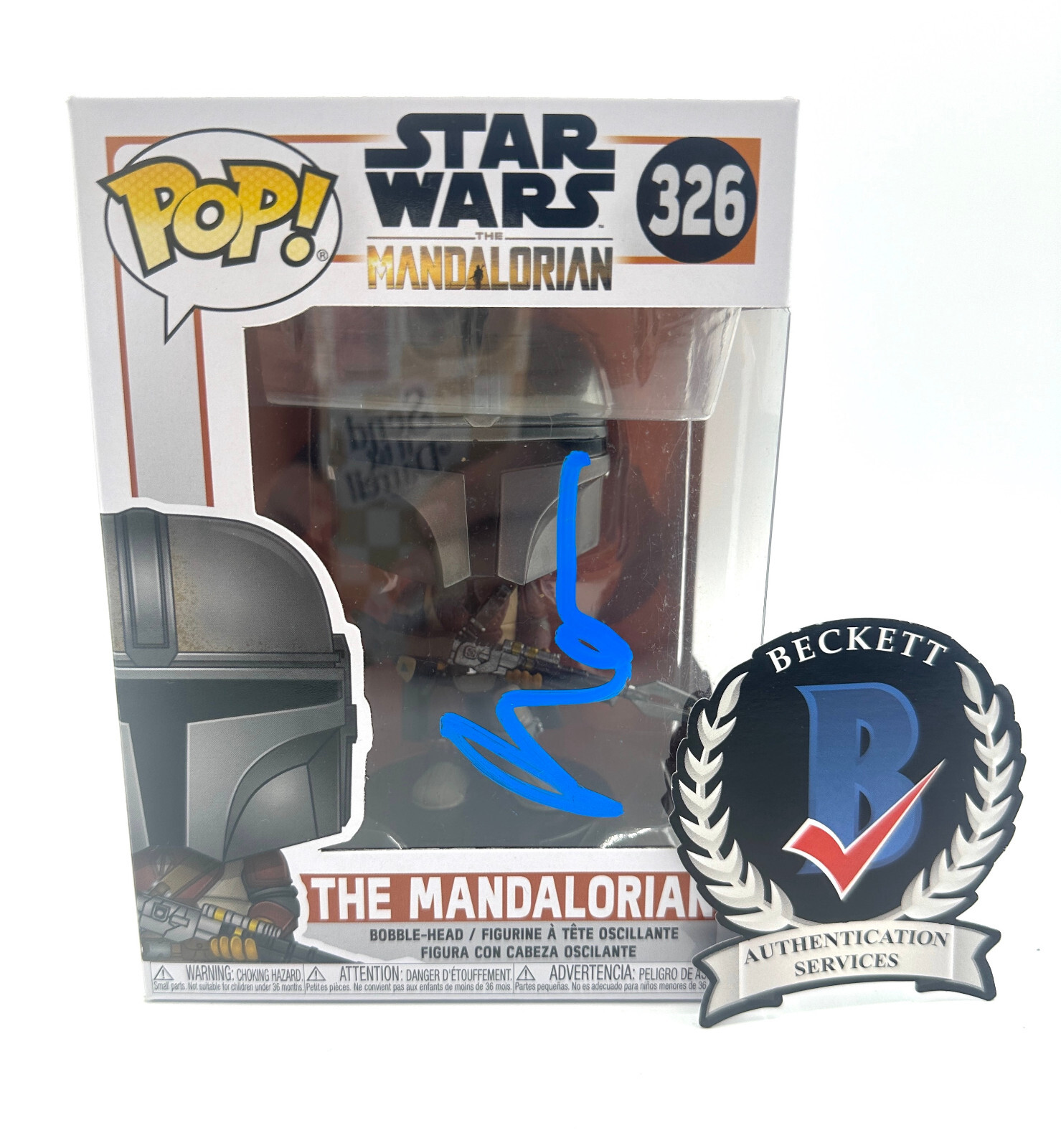 PEDRO PASCAL SIGNED AUTOGRAPH THE MANDALORIAN FUNKO POP 326 BECKETT BAS