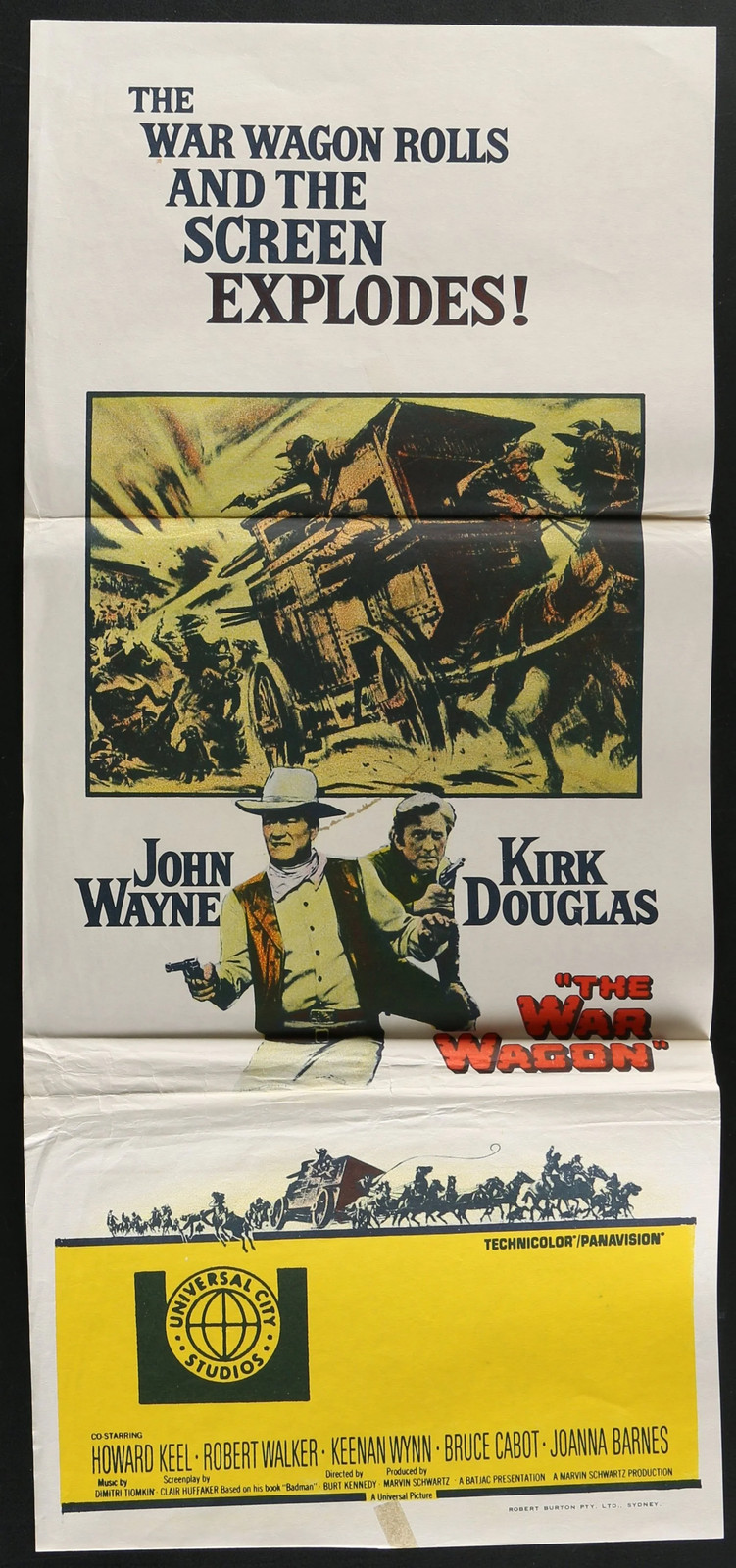 The War Wagon (1967) Australian Daybill Poster Folded 14×30 John Wayne
