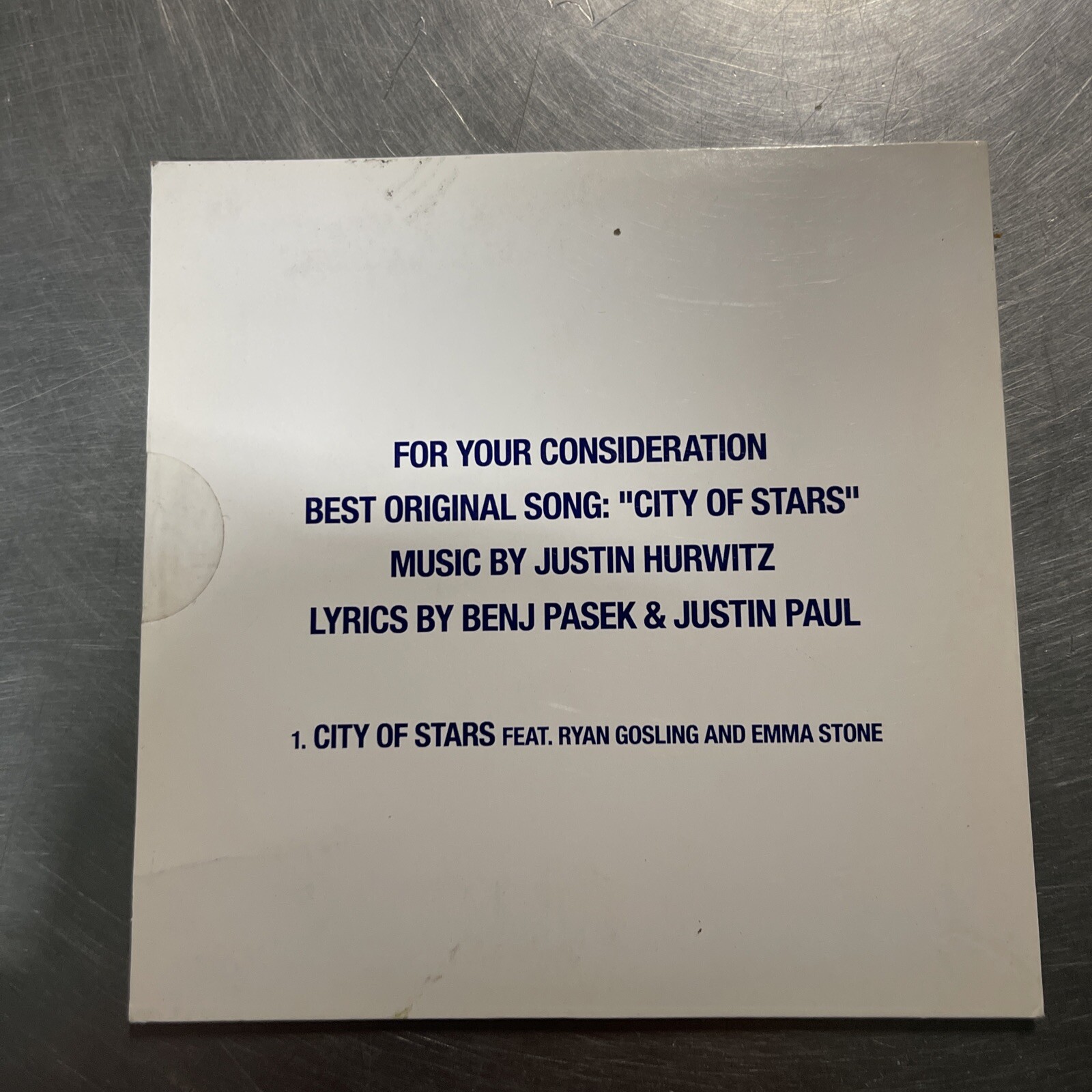 La La Land CD City of Stars fyc awards promo best song Ryan Gosling Emma Stone