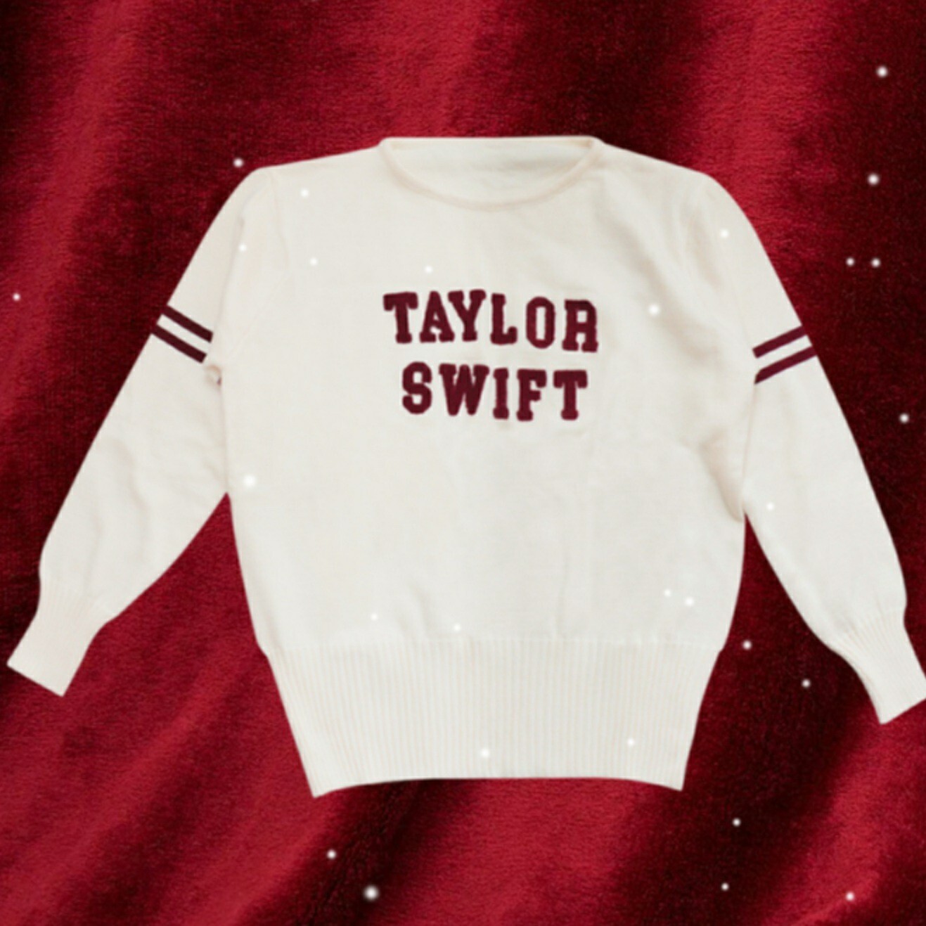 Taylor Swift size XL knit sweater ivory letterman style RED Taylor’s Version