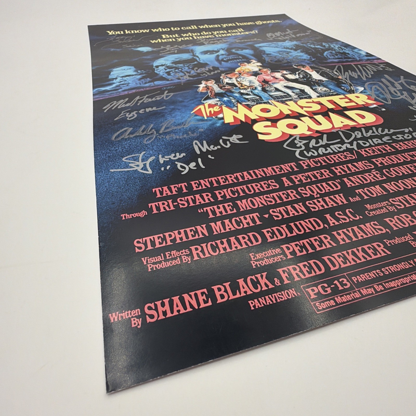 The Monster Squad Autographed 11×17 Poster Cast Signed by 15 Gower, Dekker, Shaw