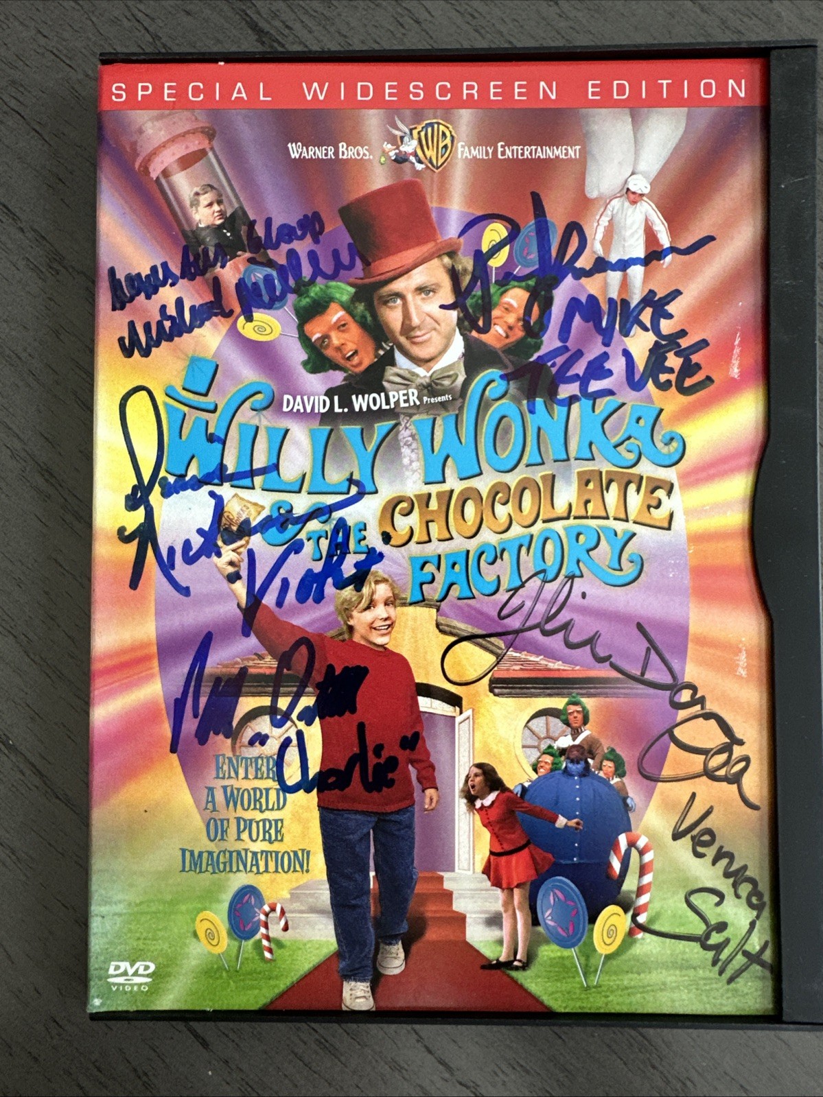 Willy Wonka And The Chocolate Factory, DVD Signed By All 5 Kids COA RACC Seller