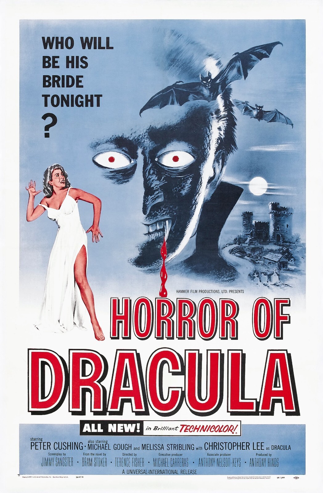1958 Horror Of Dracula Movie Poster 11X17 Peter Cushing Christopher Lee 🦇🍿
