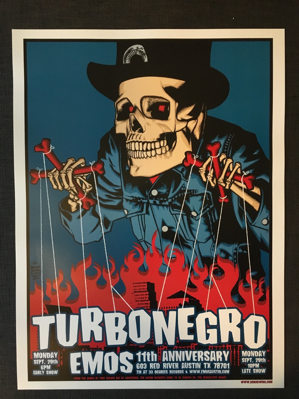 Turbonegro Brian Ewing Emo’s Anniversary Original Screenprint Poster