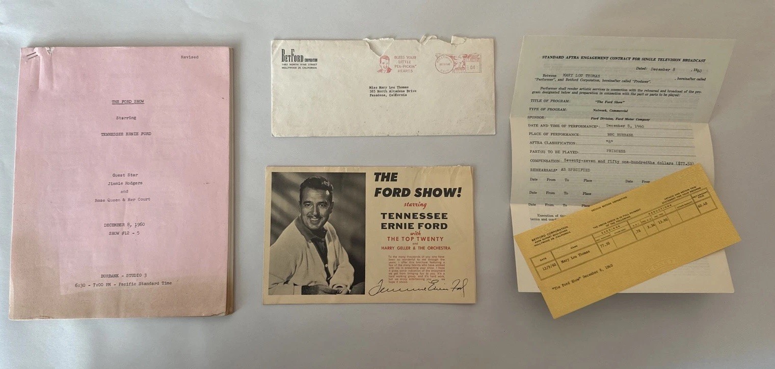 RARE 1960 Tennessee Ernie Ford Show Script Rose Bowl Tournament Of Roses Queen