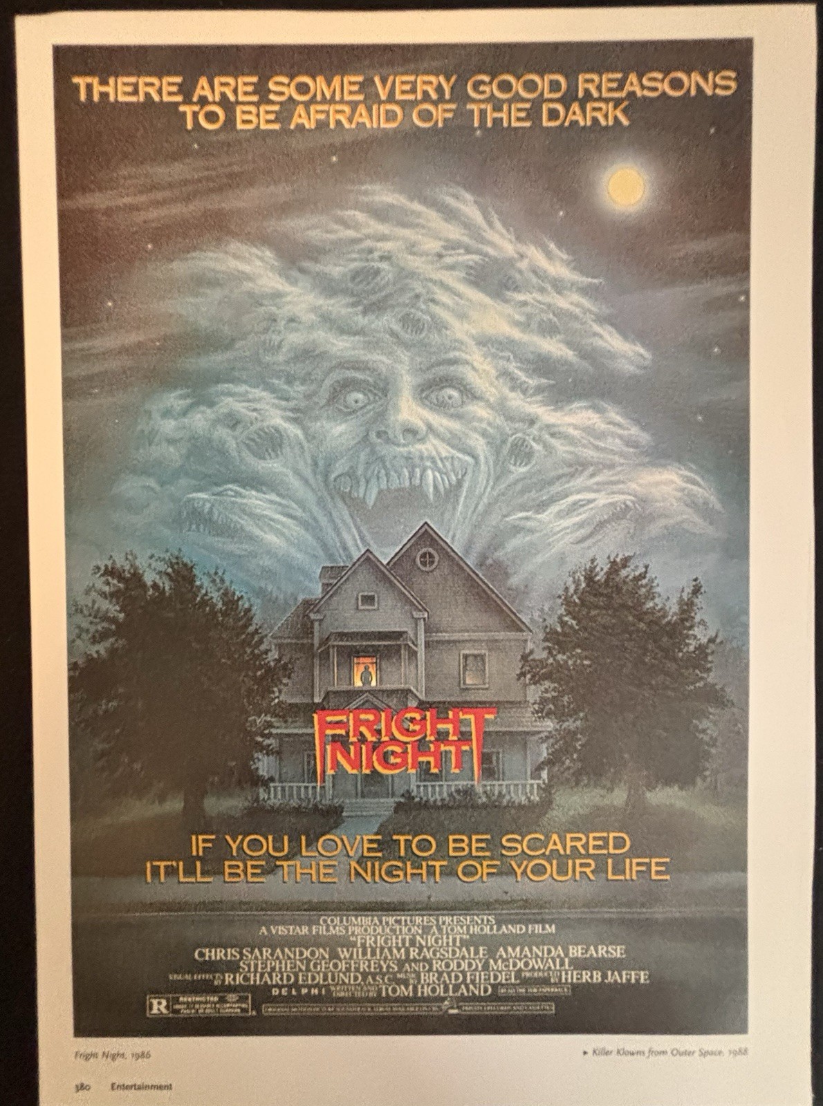 Book Clipping Photo Fright Night Movie Print Ad 1986