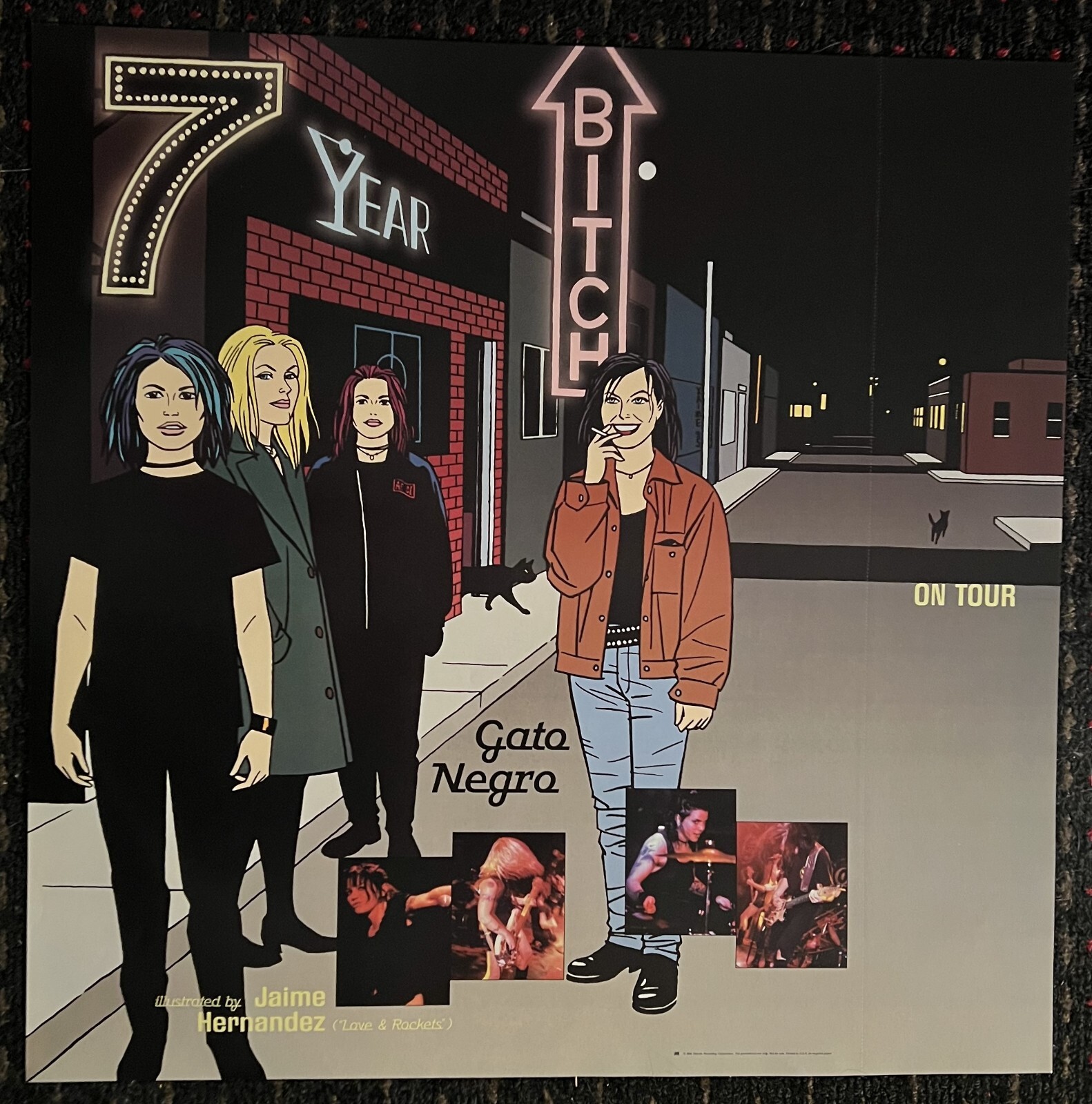 7 YEAR BITCH Gato Negro 24×24 promo poster Jaime Hernandez Love and Rockets 1996