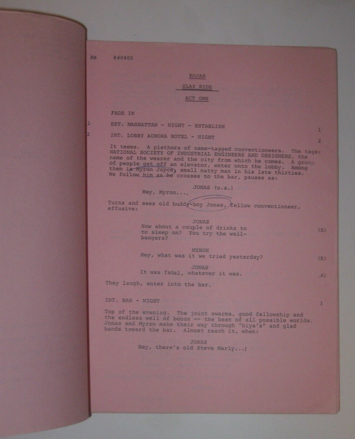 KOJAK ORIGINAL SCRIPT 1974 SEASON 2 EPISODE “SLAY RIDE” TELLY SAVALAS
