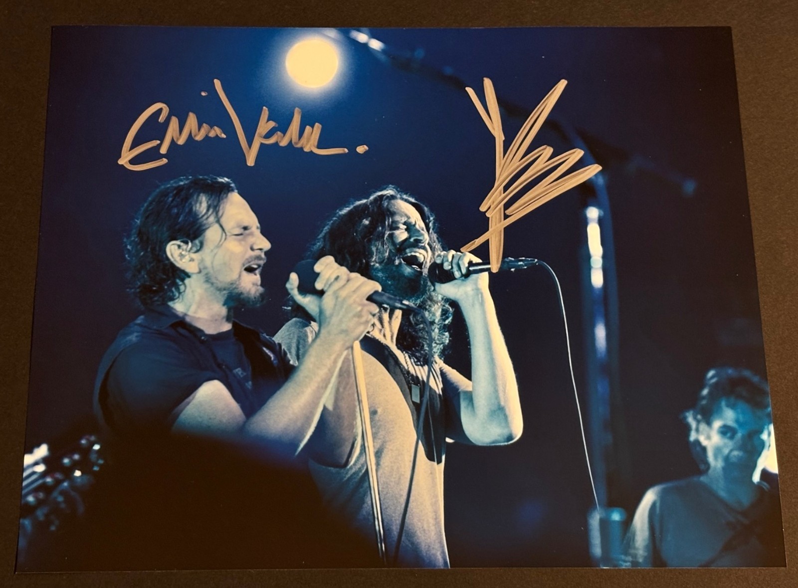 Chris Cornell & Eddie Vedder Signed 8×10 Photo Autograph, With COA Letter
