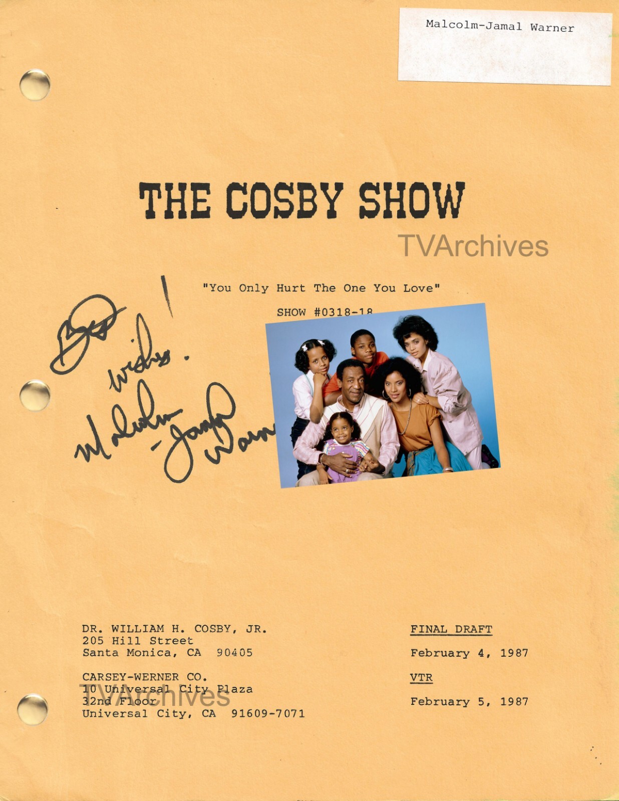 Bill COSBY SHOW TV Series Sitcom Script, Malcolm-Jamal Warner Signed (Reprint)