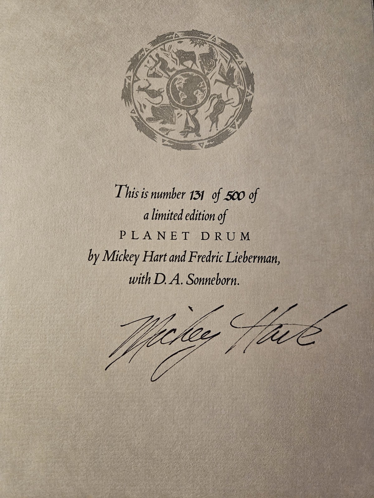 MICKEY HART GRATEFUL DEAD SIGNED PLANET DRUM BOOK & CD HAND Numbered 131/500