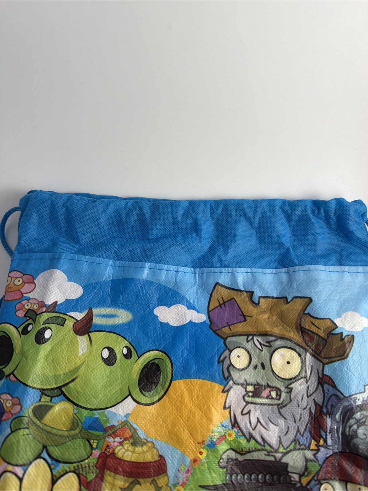 Plants vs Zombies 2 String Tote Bag Lite Weight Carry Blue