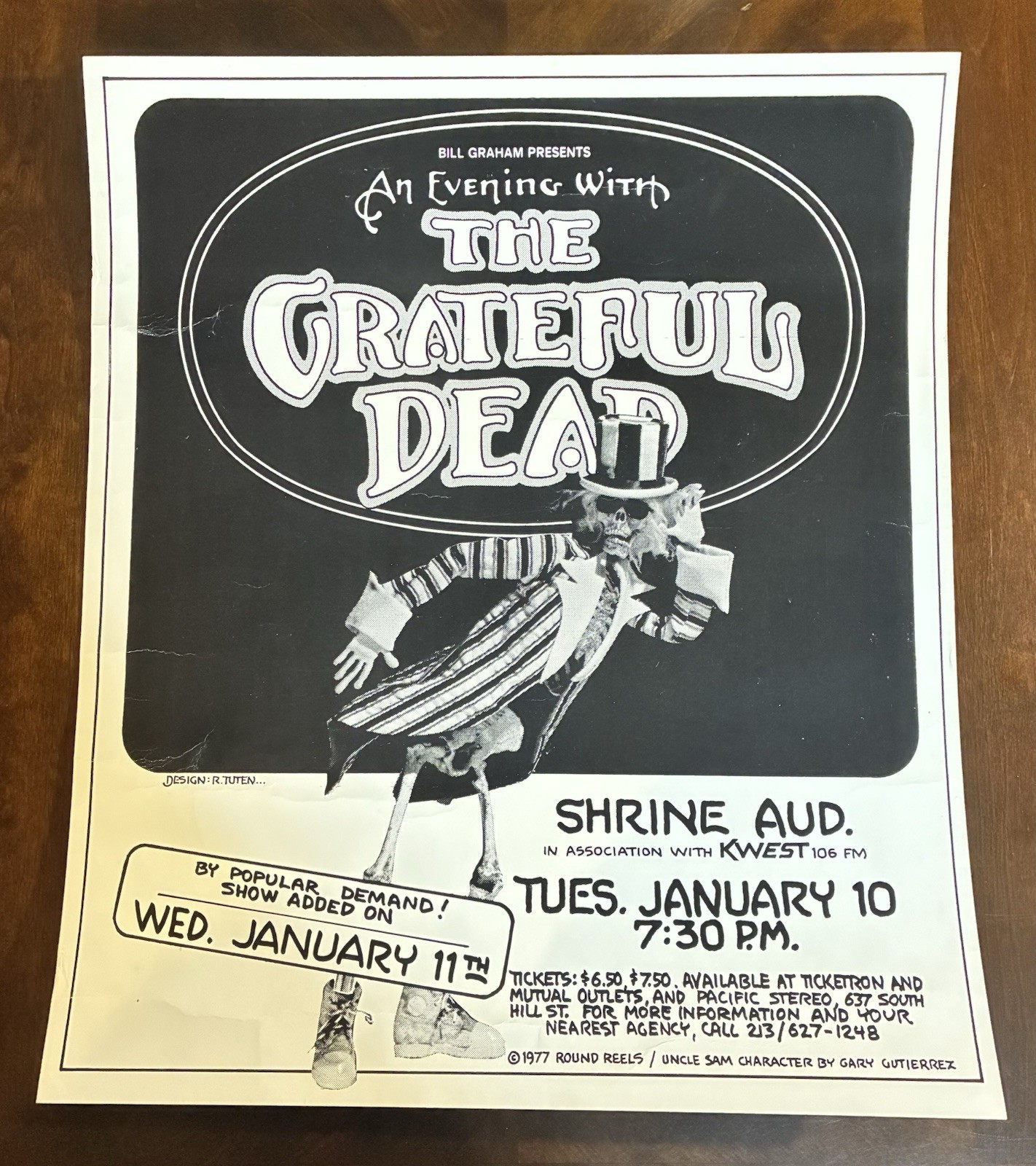 Grateful Dead 1977 Shrine Aud Randy Tuten Original 18×21 Vintage Rare Poster