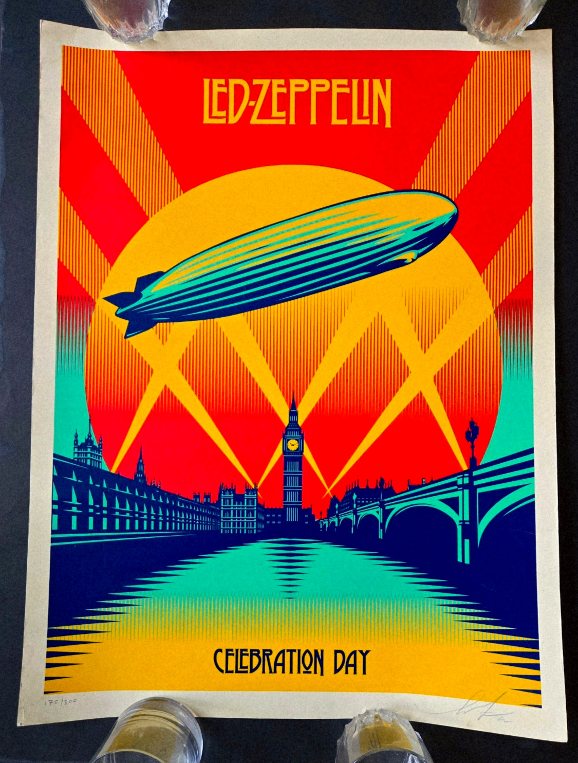 Orignal SIGNED Led Zeppelin Shepard Fairey Celebration Day AOR Poster