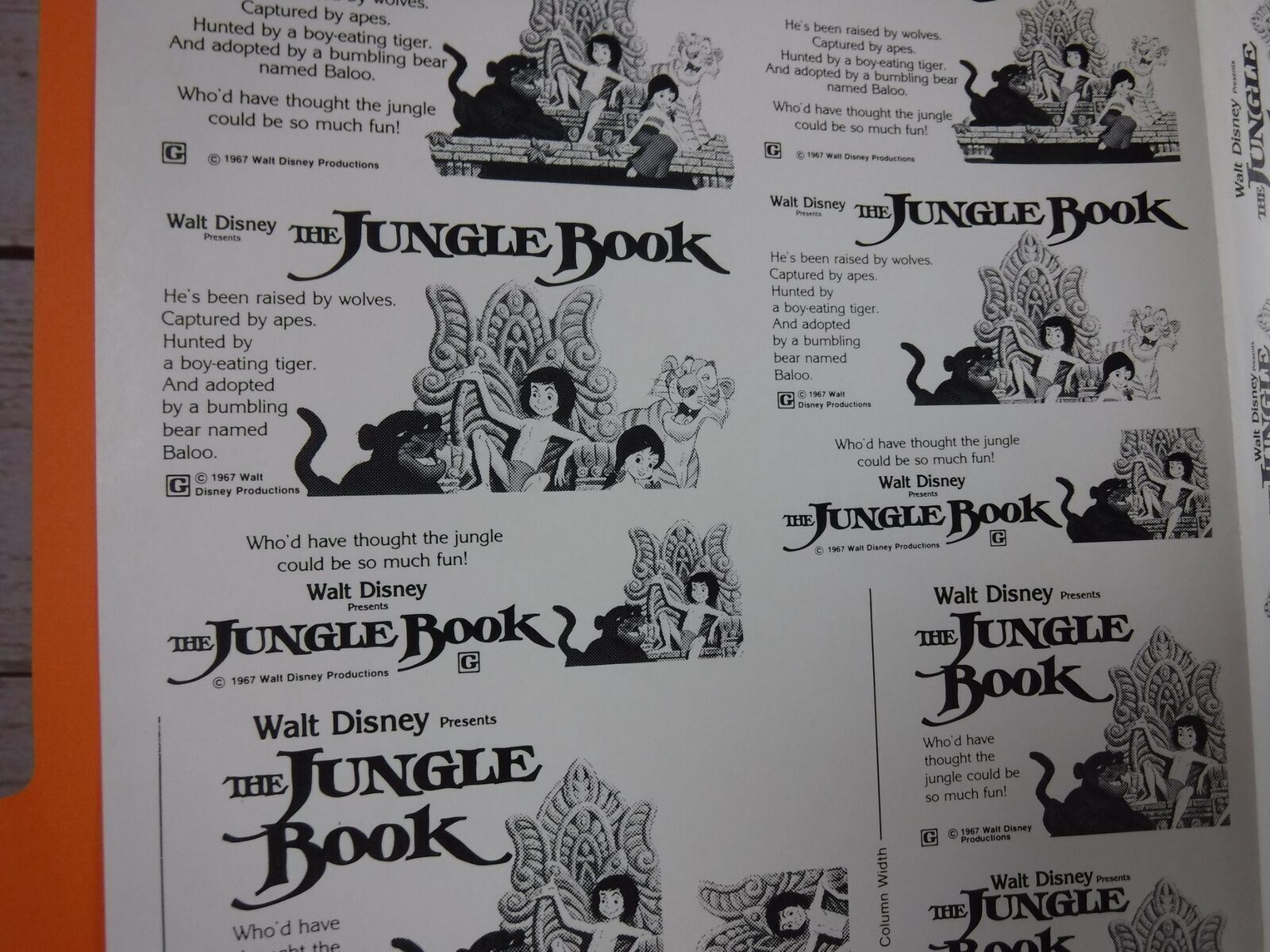 THE JUNGLE BOOK Movie Mini Ad Sheet Promo Vintage Advertising Poster Walt Disney