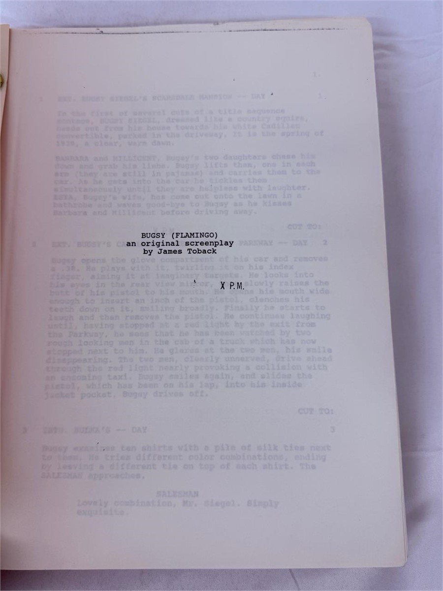 Bugsy Flamingo Original CAA Screenplay James Toback Warren Beatty Oscar Nominee