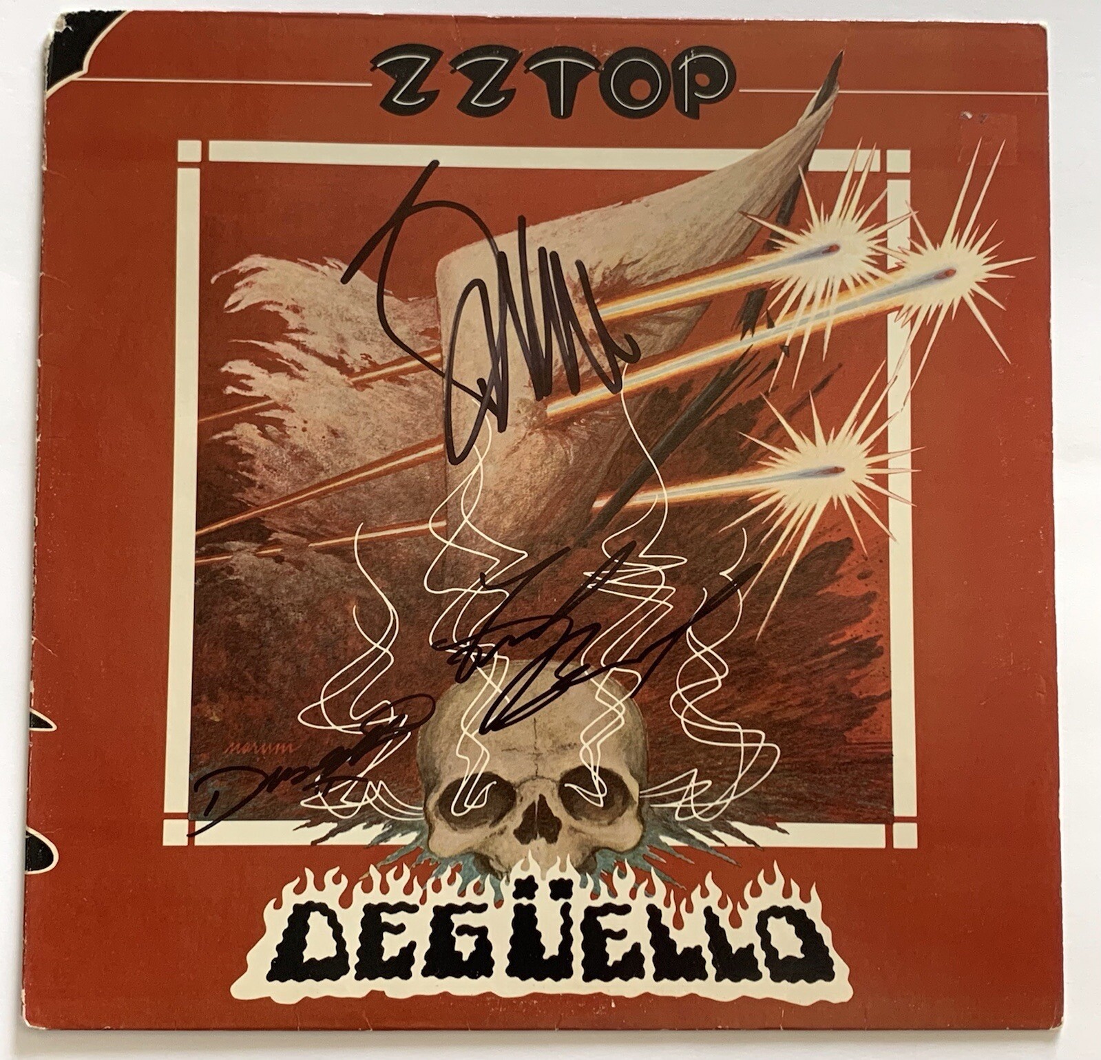 ZZ Top signed Deguello Album group autographed lp Billy Dusty Hill Frank beckett
